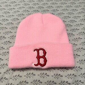New Era Boston Red Sox Beanie Unisex One Size Pink Knit Cuffed Hat MLB